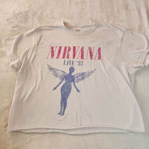 Nirvana 2023 White Cropped Tshirt With Graphics Size XL